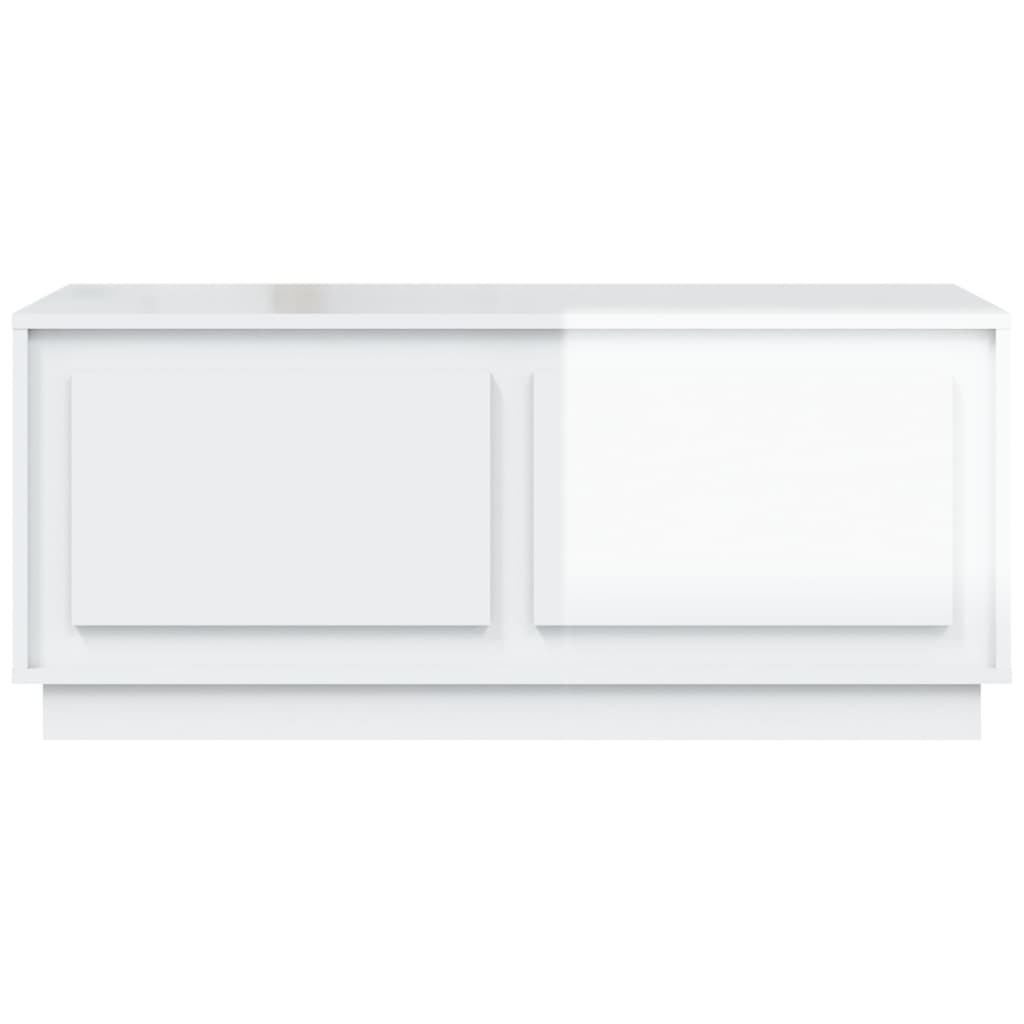 Tavolino da Salotto Bianco Lucido 102x50x44cm Legno Multistrato