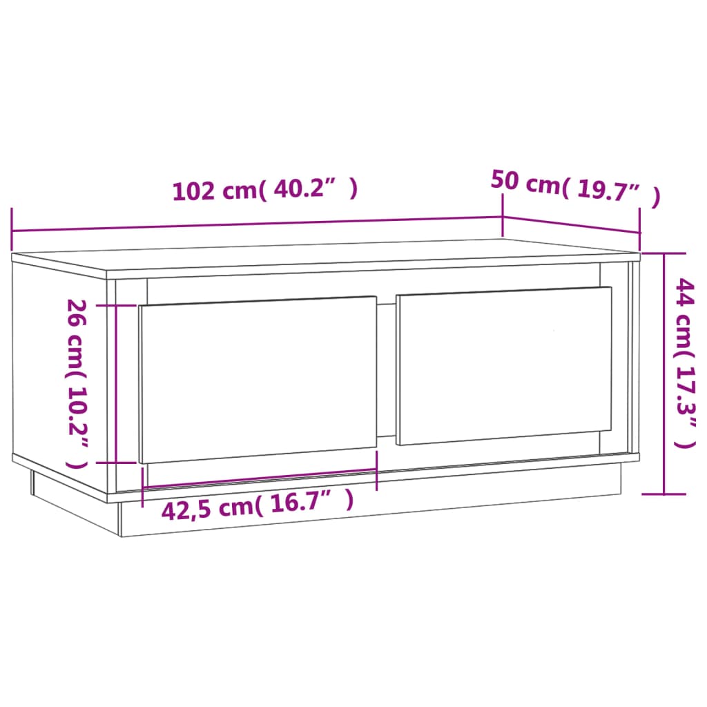 Tavolino da Salotto Grigio Sonoma 102x50x44cm Legno Multistrato