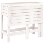 Fioriera Giardino Piano Pieghevole Bianco Legno Massello Pino