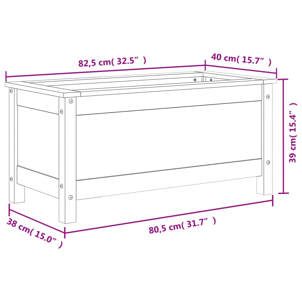 Fioriera da Giardino Ambra 82,5x40x39 cm Legno Massello di Pino