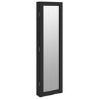 Armadio Portagioie con Specchio a Muro Nero 30x8,5x106 cm