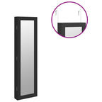 Armadio Portagioie con Specchio a Muro Nero 30x8,5x106 cm