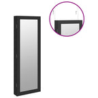 Armadio Portagioie con Specchio a Muro Nero 37,5x10x106 cm