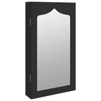 Armadio Portagioie con Specchio a Muro Nero 37,5x10x67 cm