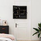 Armadio Portagioie con Specchio a Muro Nero 37,5x10x67 cm