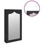 Armadio Portagioie con Specchio a Muro Nero 37,5x10x67 cm