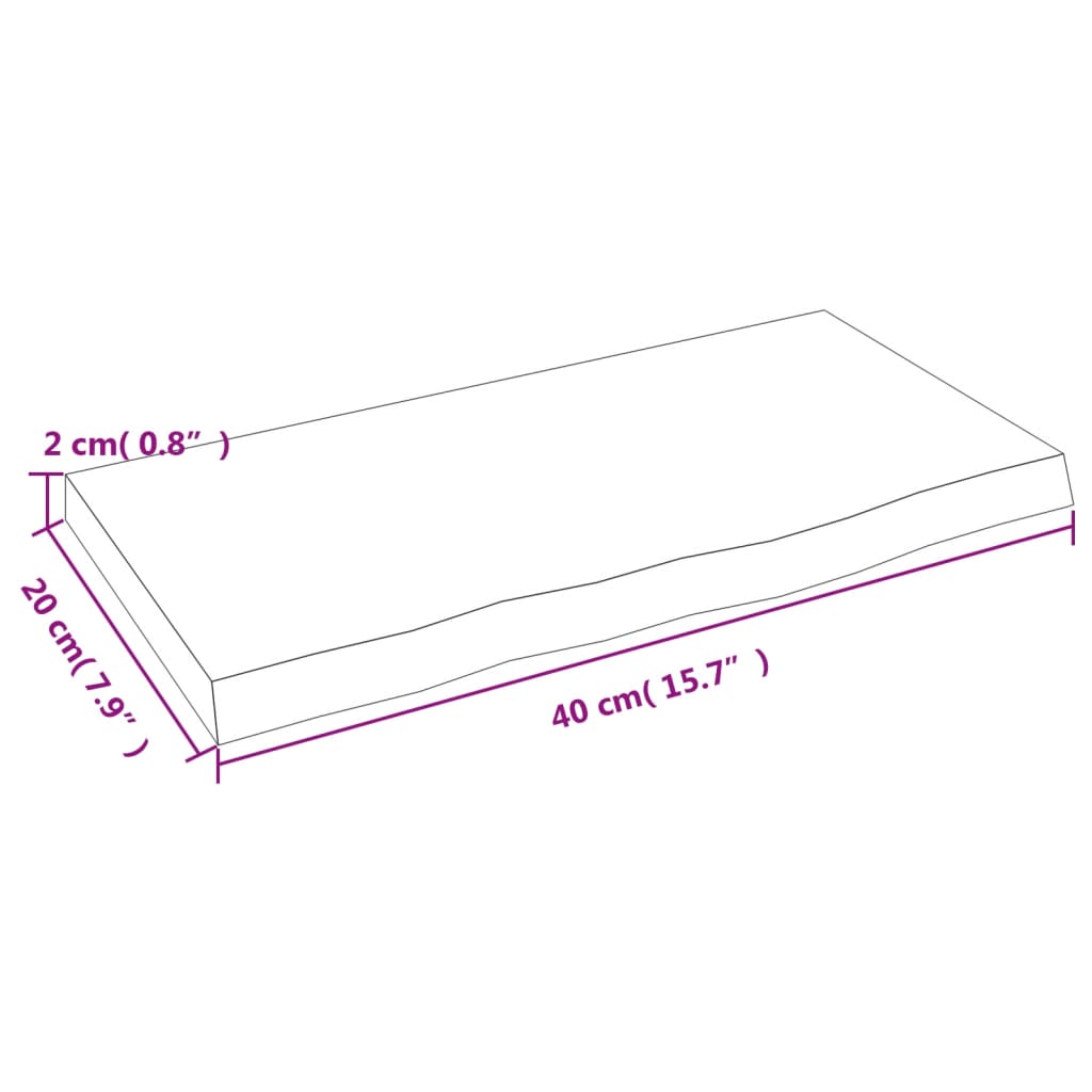Ripiano a Parete 40x20x2 cm Legno Massello Rovere Non Trattato