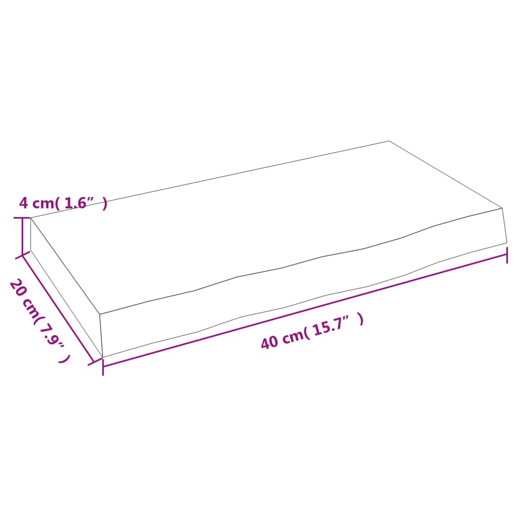 Ripiano a Parete 40x20x4 cm Legno Massello Rovere Non Trattato
