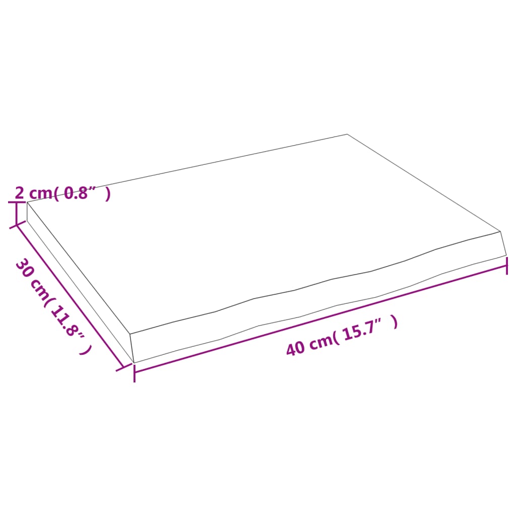 Ripiano a Parete 40x30x2 cm Legno Massello Rovere Non Trattato