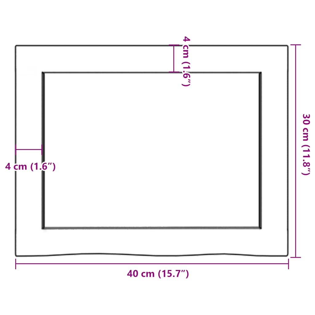 Ripiano a Parete 40x30x(2-4) cm Massello Rovere Non Trattato