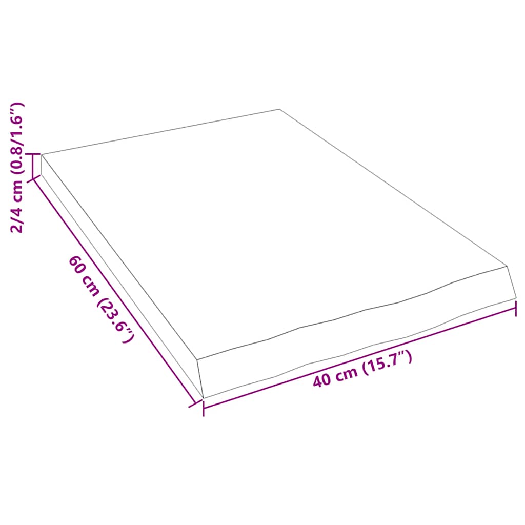 Ripiano a Parete 40x60x(2-4) cm Massello Rovere Non Trattato