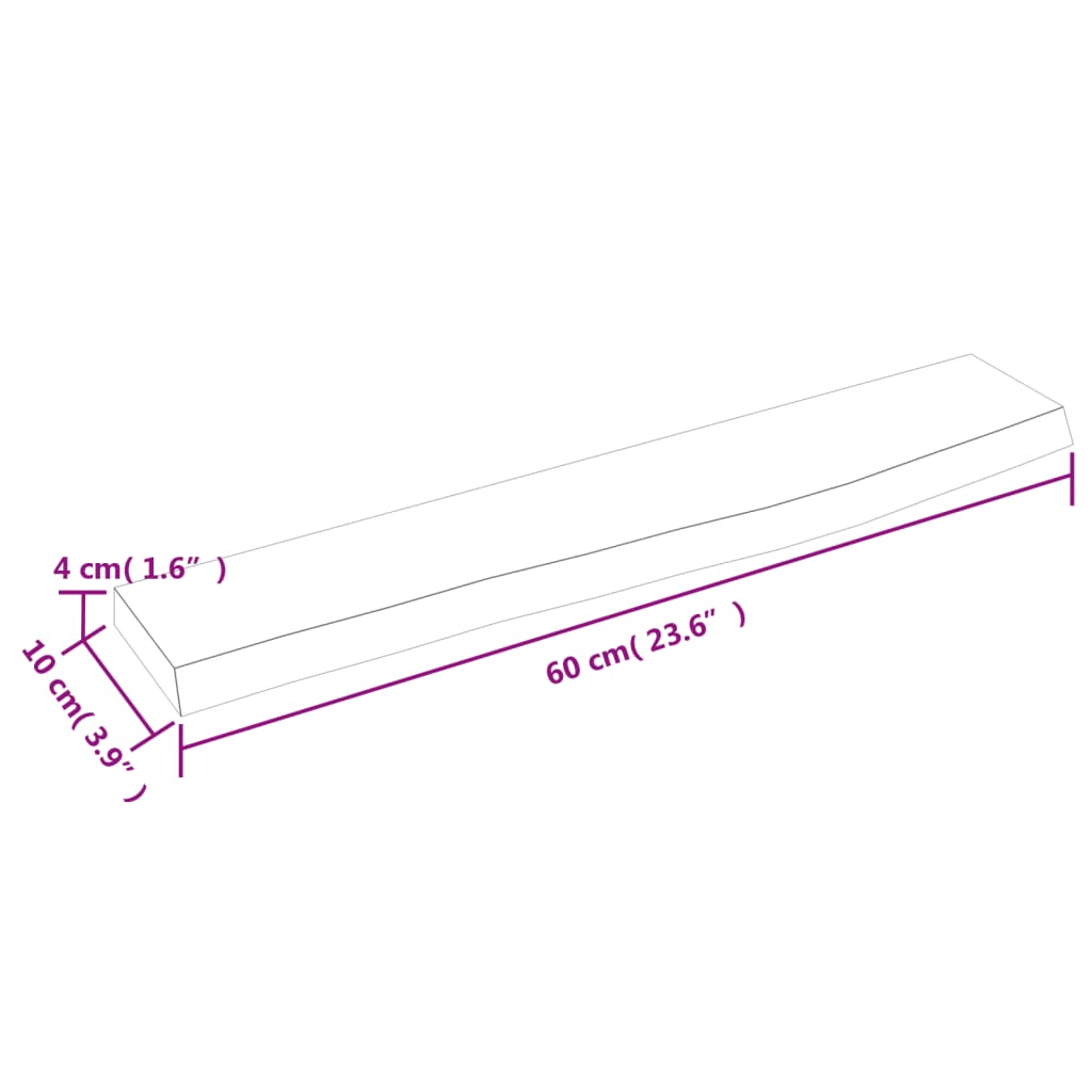 Ripiano a Parete 60x10x4 cm Legno Massello Rovere Non Trattato