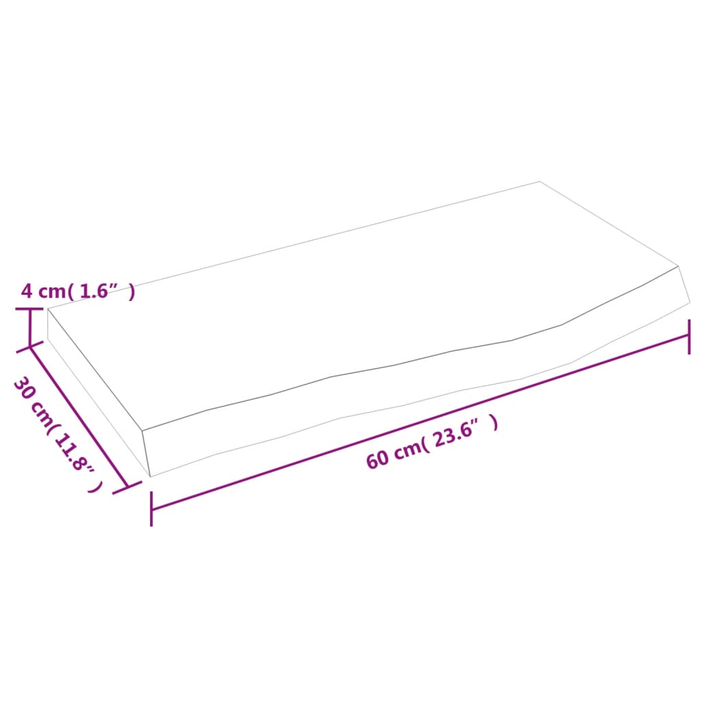Ripiano a Parete 60x30x(2-4) cm Massello Rovere Non Trattato