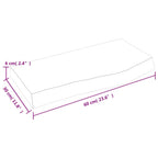 Ripiano a Parete 60x30x(2-6) cm Massello Rovere Non Trattato