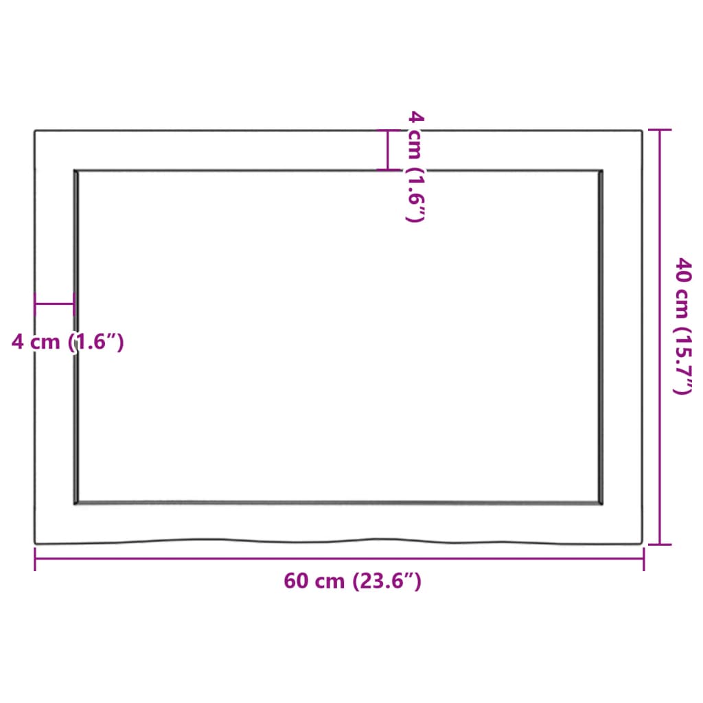 Ripiano a Parete 60x40x(2-4) cm Massello Rovere Non Trattato