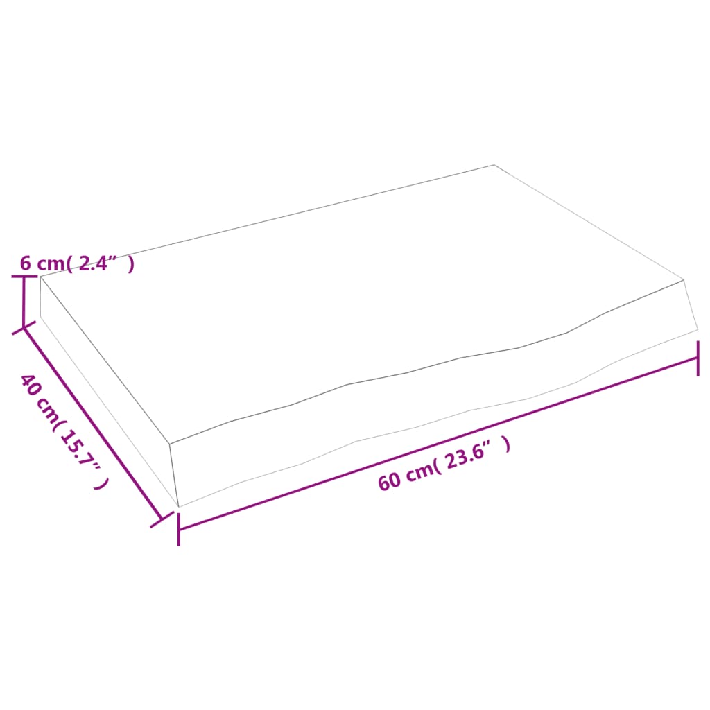 Ripiano a Parete 60x40x(2-6) cm Massello Rovere Non Trattato