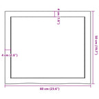 Ripiano a Parete 60x50x(2-4) cm Massello Rovere Non Trattato