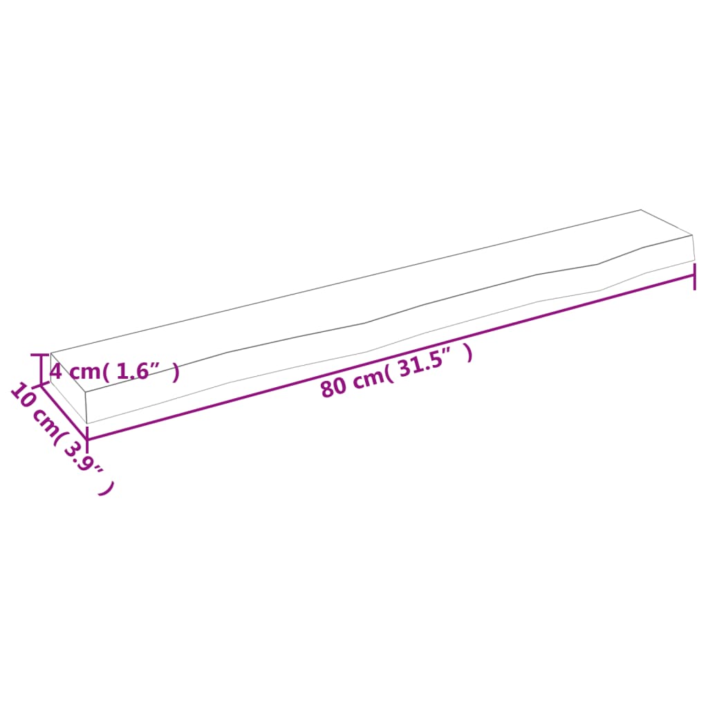 Ripiano a Parete 80x10x4 cm Legno Massello Rovere Non Trattato