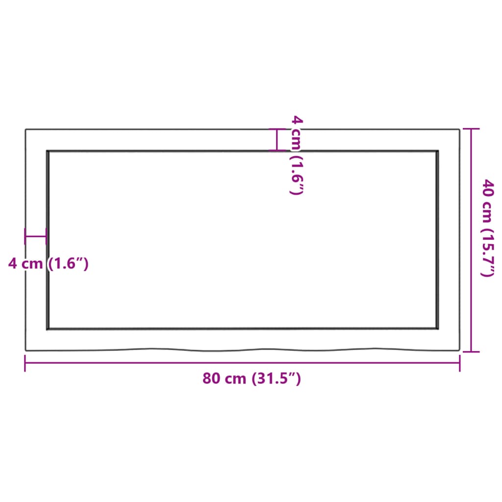 Ripiano a Parete 80x40x(2-4) cm Massello Rovere Non Trattato