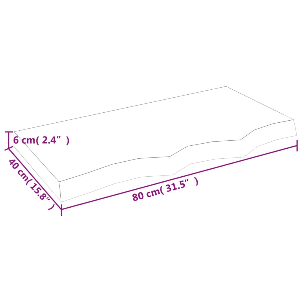 Ripiano a Parete 80x40x(2-6) cm Massello Rovere Non Trattato