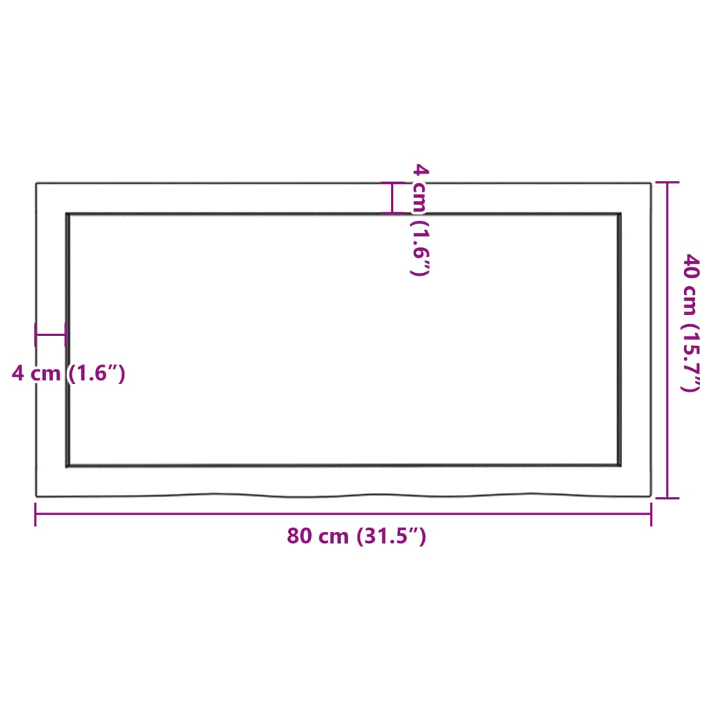 Ripiano a Parete 80x40x(2-6) cm Massello Rovere Non Trattato