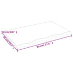 Ripiano a Parete 80x50x2 cm Legno Massello Rovere Non Trattato