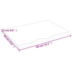 Ripiano a Parete 80x60x2 cm Legno Massello Rovere Non Trattato