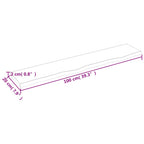 Ripiano a Parete 100x20x2 cm Legno Massello Rovere Non Trattato