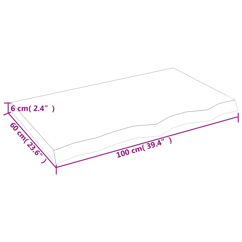 Ripiano a Parete 100x60x(2-6) cm Massello Rovere Non Trattato