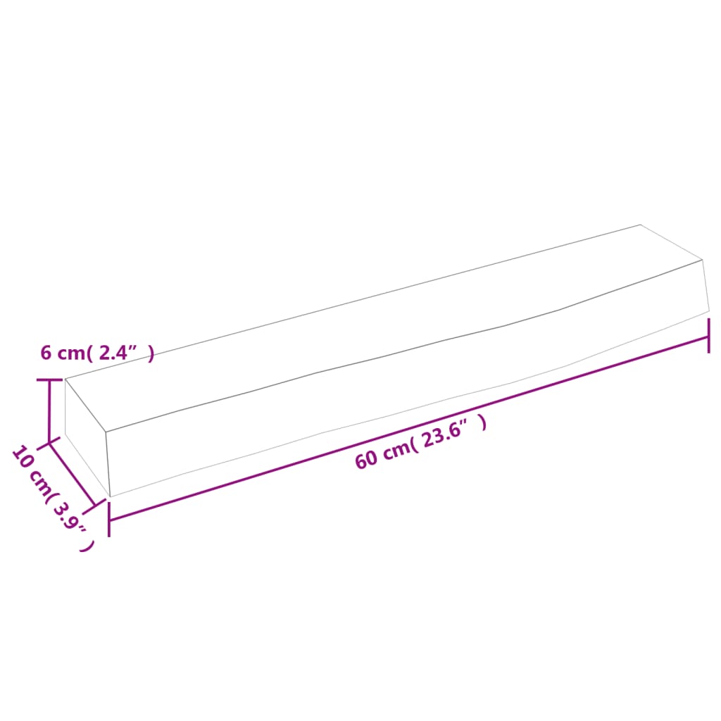 Ripiano Muro Marrone Chiaro 60x10x6 cm Massello Rovere Trattato