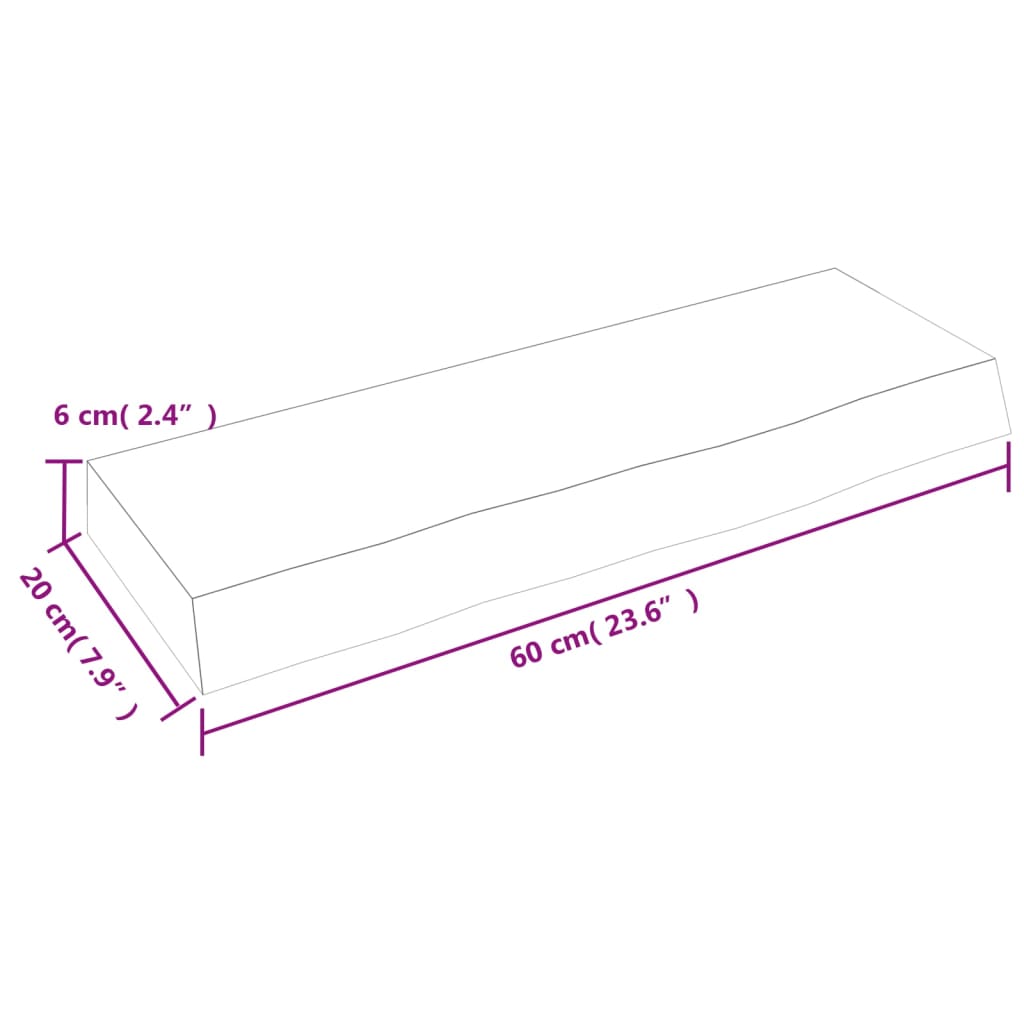 Ripiano Muro Marrone Chiaro 60x20x6 cm Massello Rovere Trattato