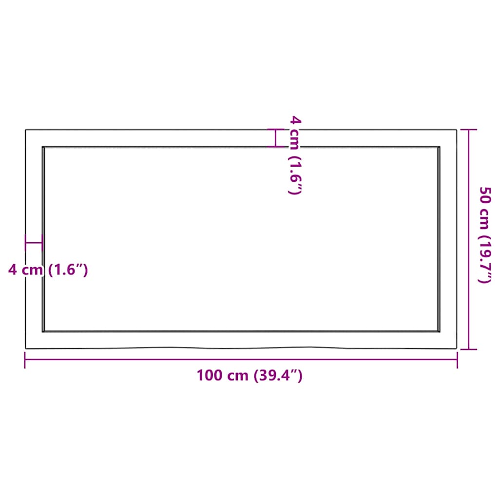 Ripiano Muro Marrone 100x50x(2-6) cm Massello Rovere Trattato