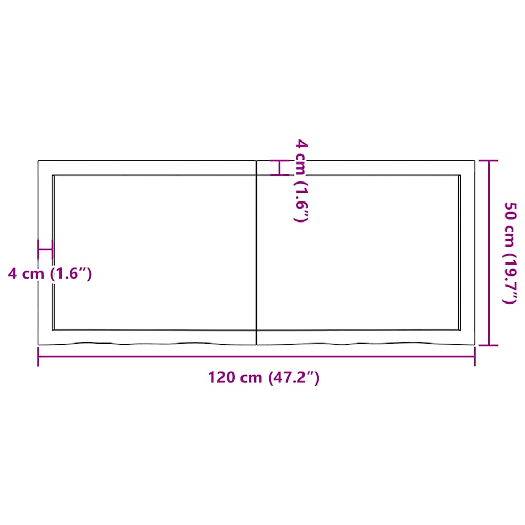 Ripiano Muro Marrone 120x50x(2-4) cm Massello Rovere Trattato