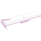 Ripiano Muro Marrone 140x30x(2-4) cm Massello Rovere Trattato
