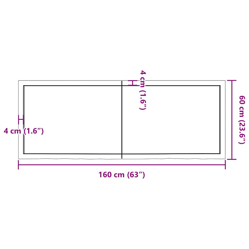 Ripiano Muro Marrone 160x60x(2-4) cm Massello Rovere Trattato