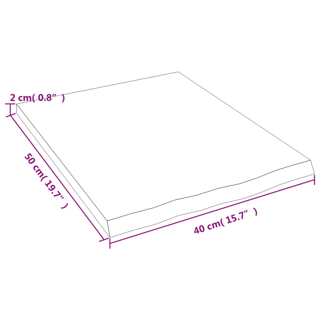 Ripiano Muro Marrone Scuro 40x50x2 cm Massello Rovere Trattato