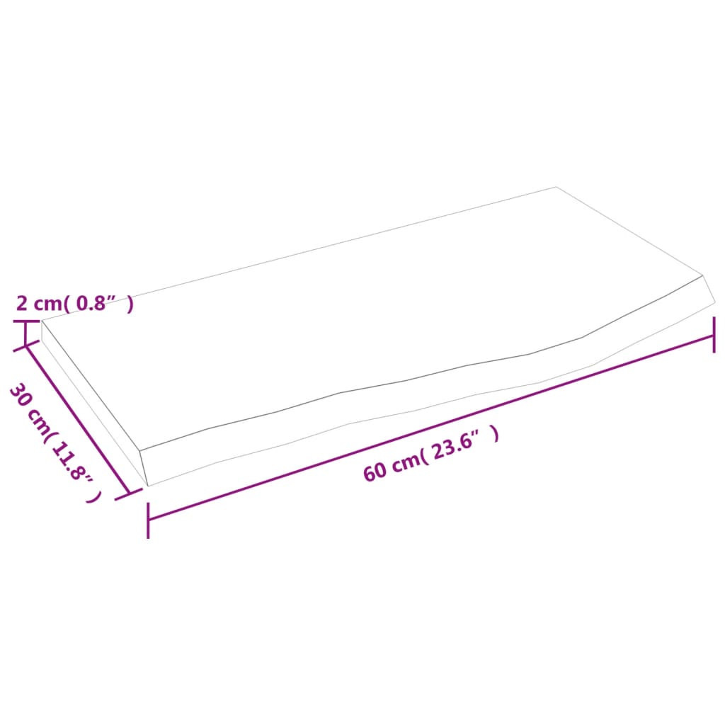 Ripiano Muro Marrone Scuro 60x30x2 cm Massello Rovere Trattato