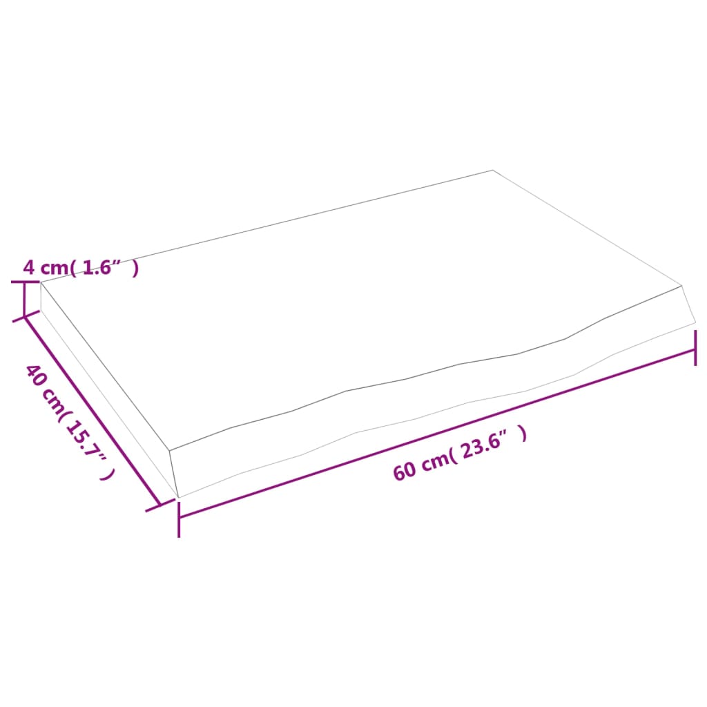 Ripiano Marrone Scuro 60x40x(2-4) cm Massello Rovere Trattato