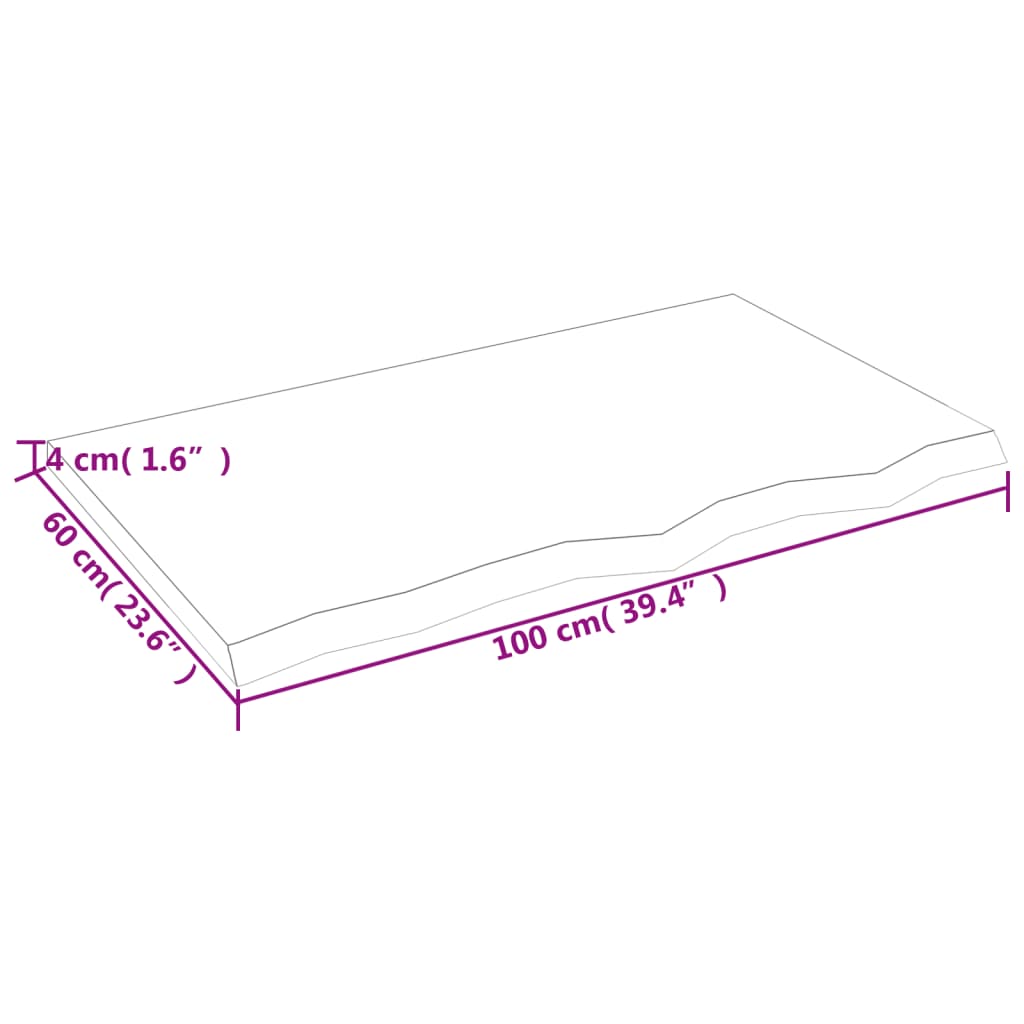 Ripiano Marrone Scuro 100x60x(2-4) cm Massello Rovere Trattato