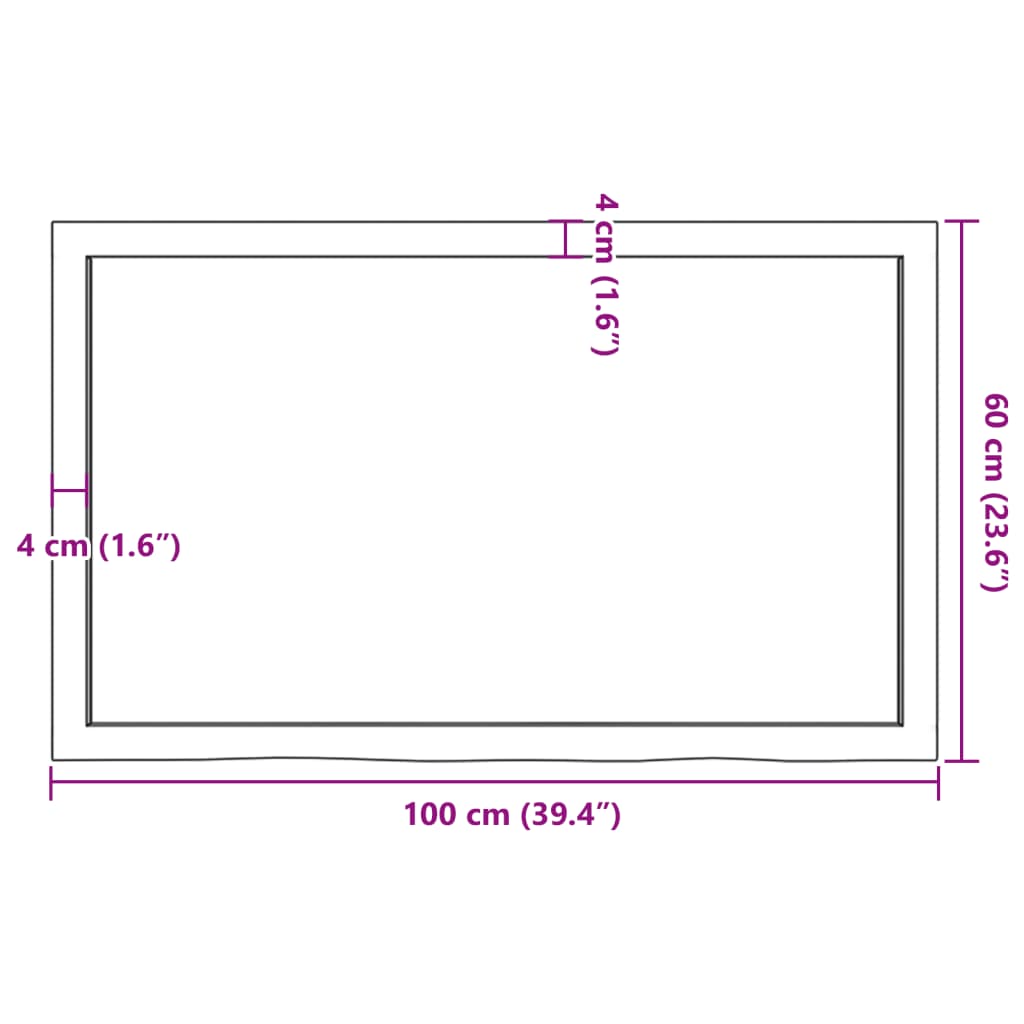 Ripiano Marrone Scuro 100x60x(2-6) cm Massello Rovere Trattato