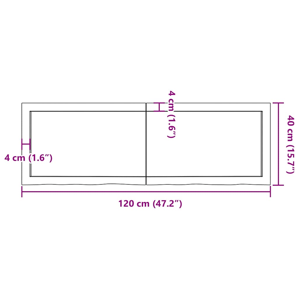 Ripiano Marrone Scuro 120x40x(2-6) cm Massello Rovere Trattato