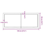 Ripiano Marrone Scuro 120x50x(2-4) cm Massello Rovere Trattato