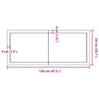 Ripiano Marrone Scuro 120x50x(2-6) cm Massello Rovere Trattato
