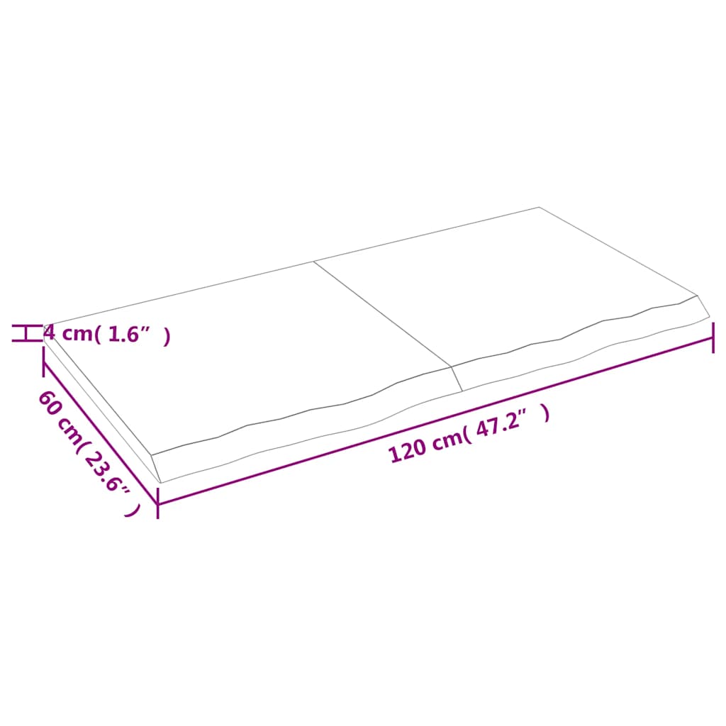 Ripiano Marrone Scuro 120x60x(2-4) cm Massello Rovere Trattato