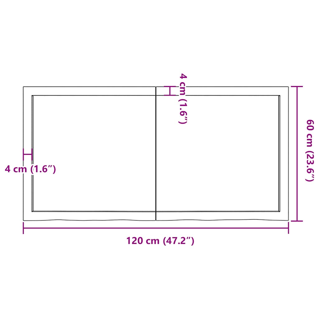 Ripiano Marrone Scuro 120x60x(2-4) cm Massello Rovere Trattato