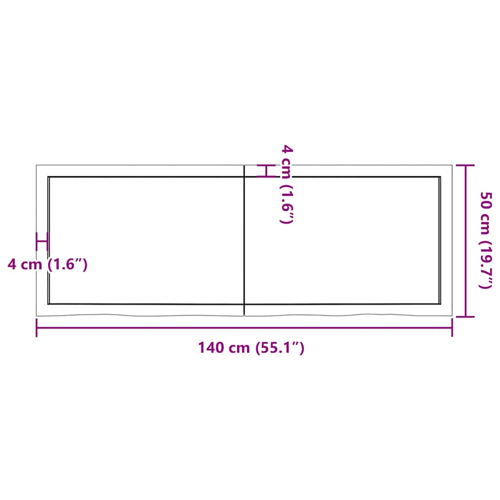 Ripiano Marrone Scuro 140x50x(2-6) cm Massello Rovere Trattato