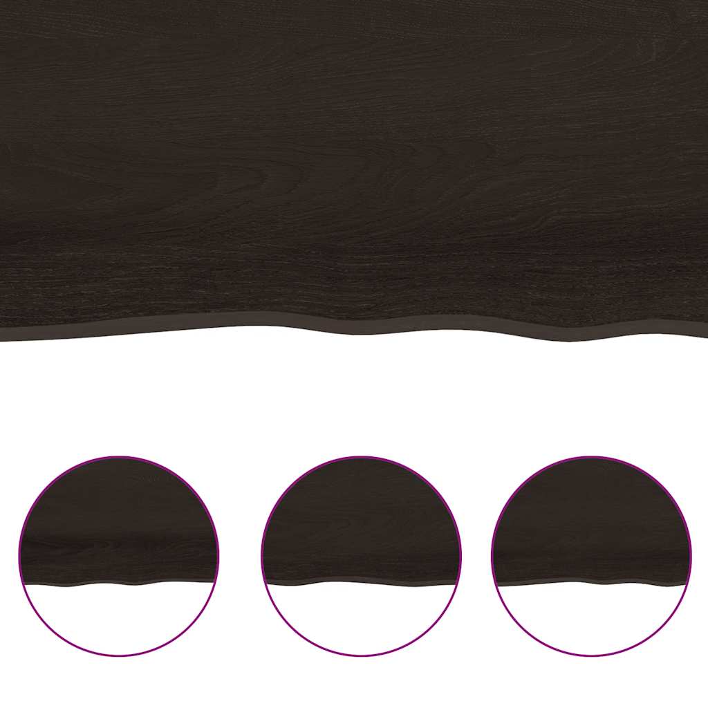 Ripiano Marrone Scuro 200x60x(2-6) cm Massello Rovere Trattato