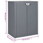 Armadio da Giardino Grigio 65x45x88 cm in Rattan PP