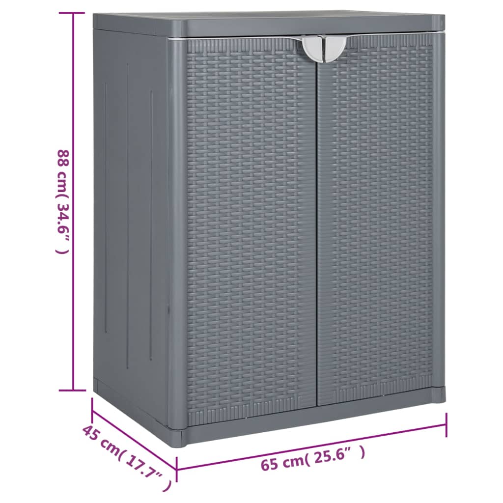 Armadio da Giardino Grigio 65x45x88 cm in Rattan PP