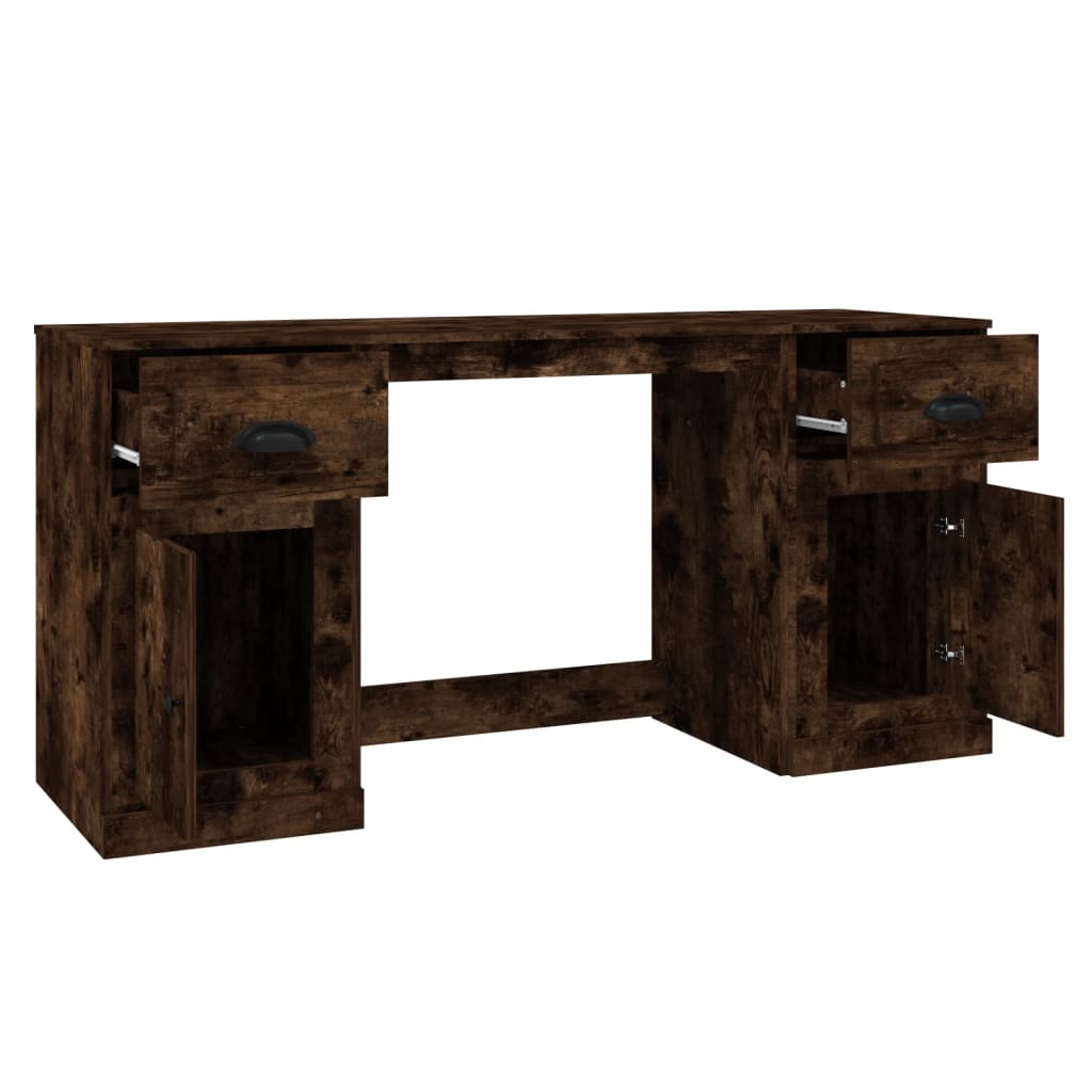 Scrivania con Armadietto Rovere Fumo in Legno Multistrato